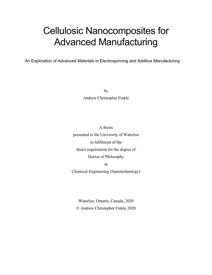 Doctoral thesis title page by Andrew Christopher Finkle.
