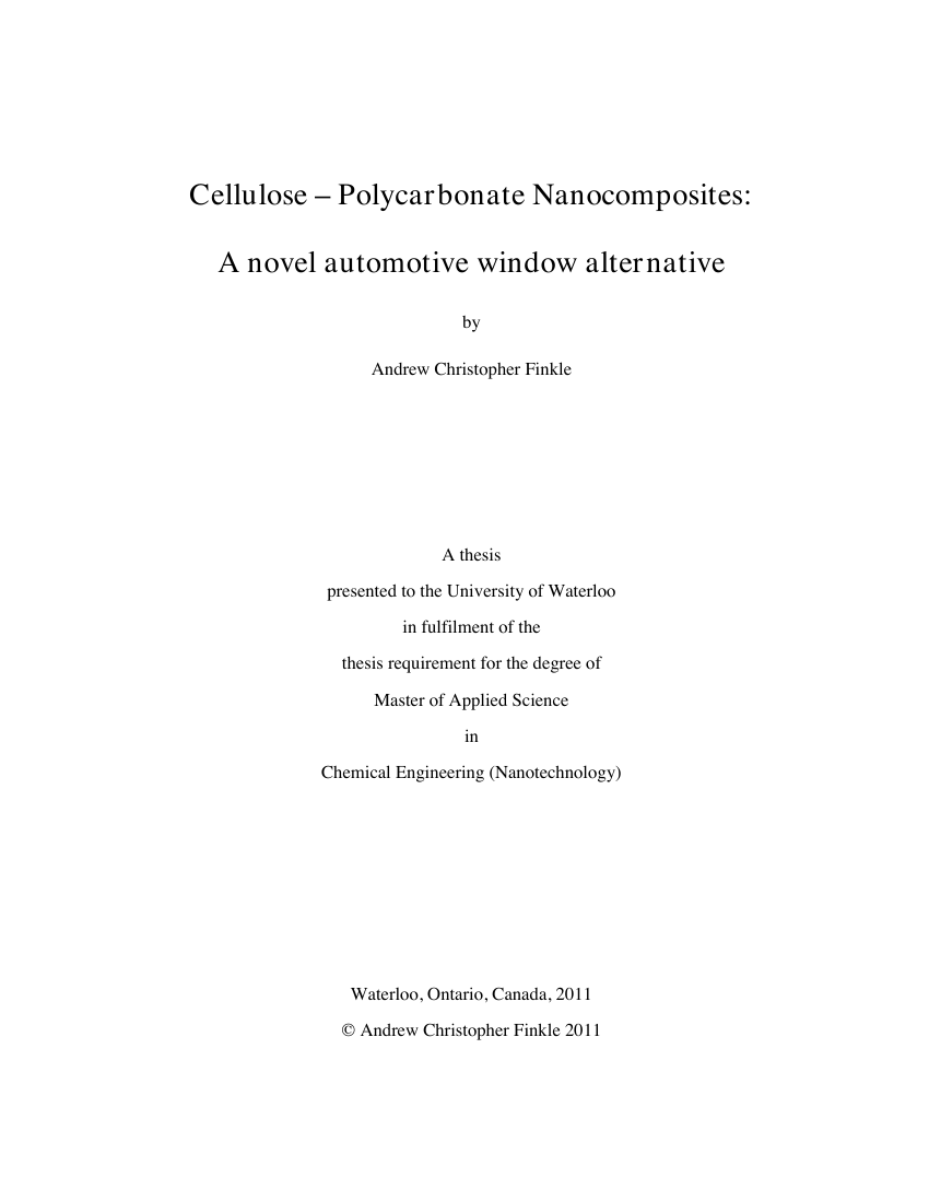 Master’s thesis title page by Andrew Christopher Finkle.